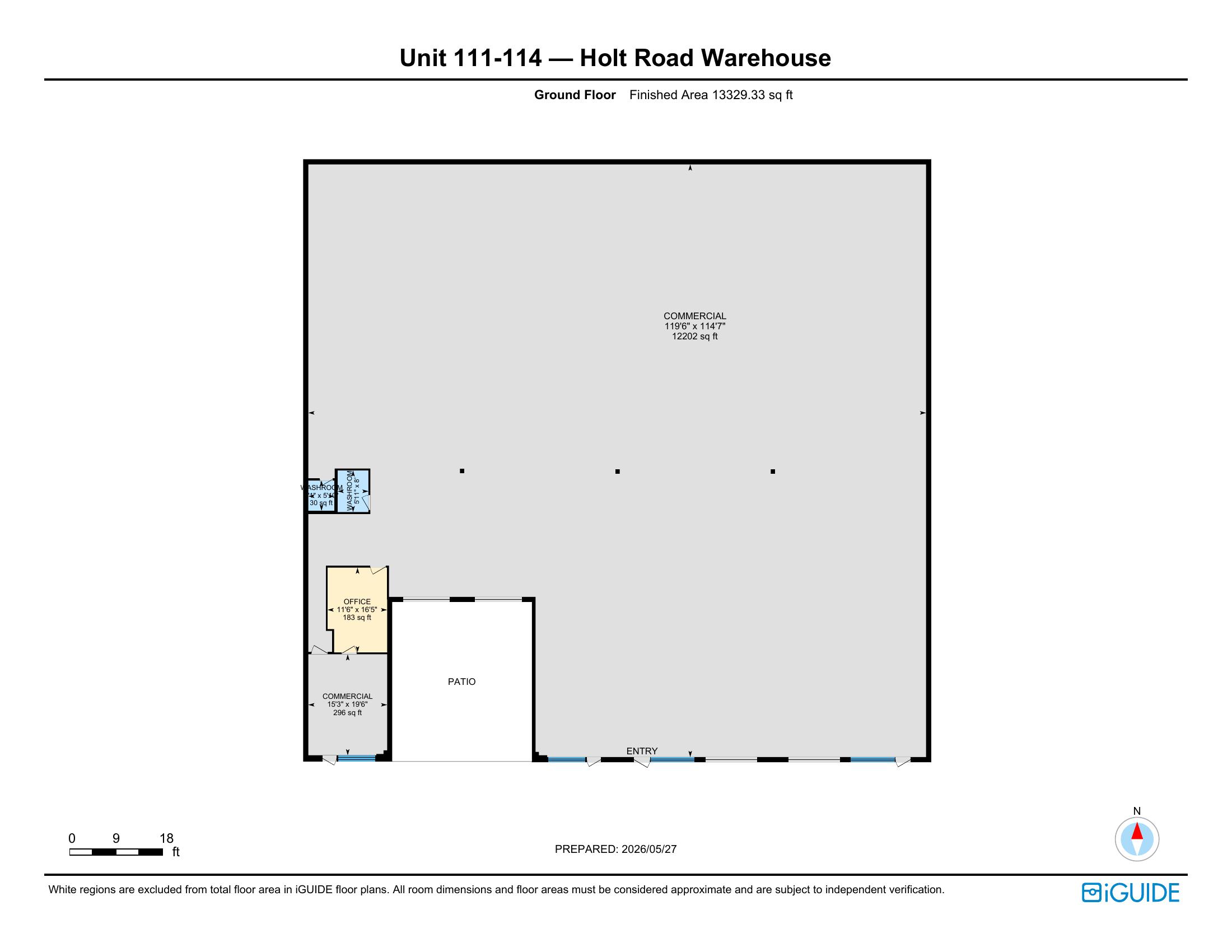 Measured floor plan of the office and warehouse at 8952 Holt Road, Surrey