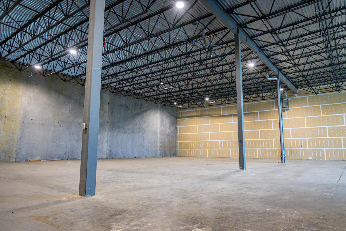 Interior of the vacant warehouse space at 8952 Holt Road